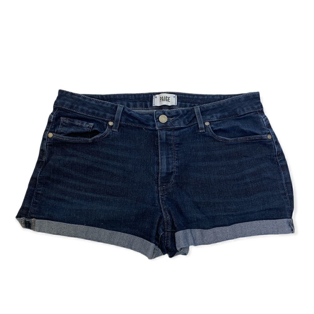 Paige Jimmy Jimmy Short Jean Shorts Cuffed Dark Wash Size 31 - Picture 5 of 5